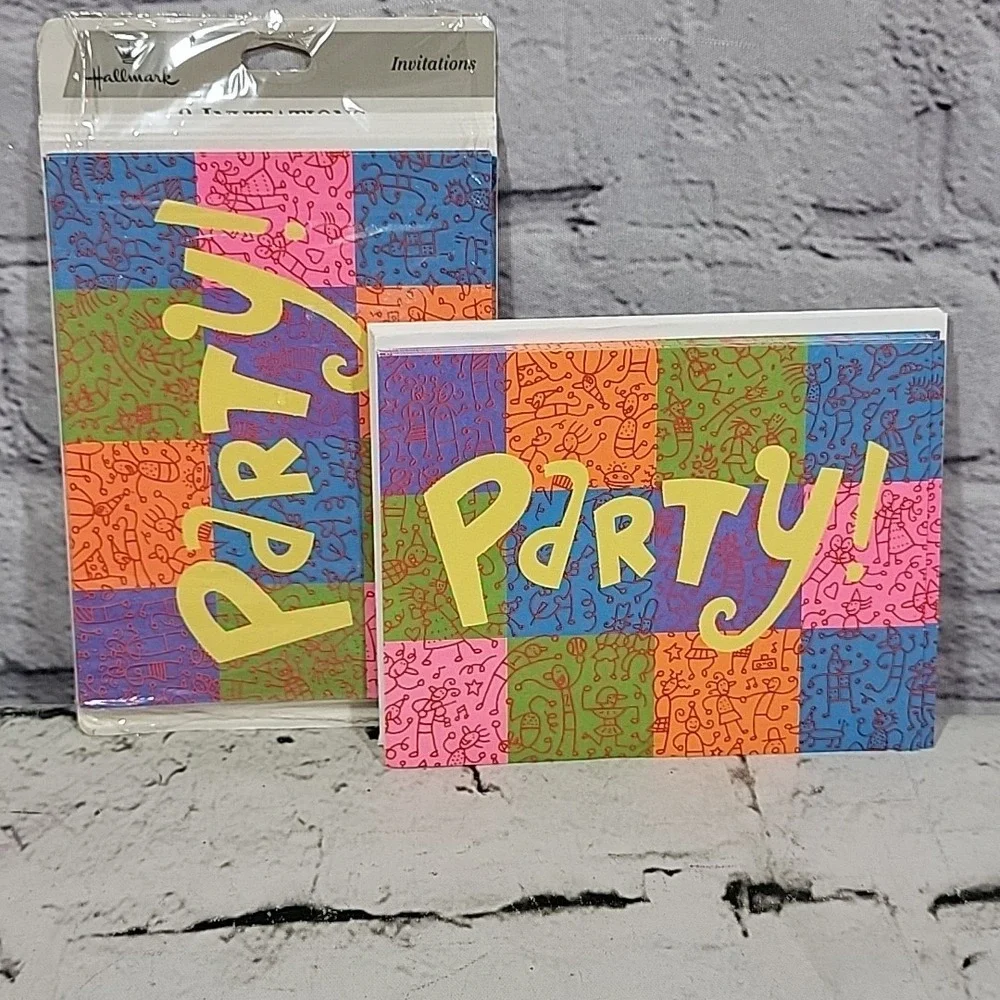 Hallmark Party Invitations Lot Of 16 Colorful Cards With Envelopes